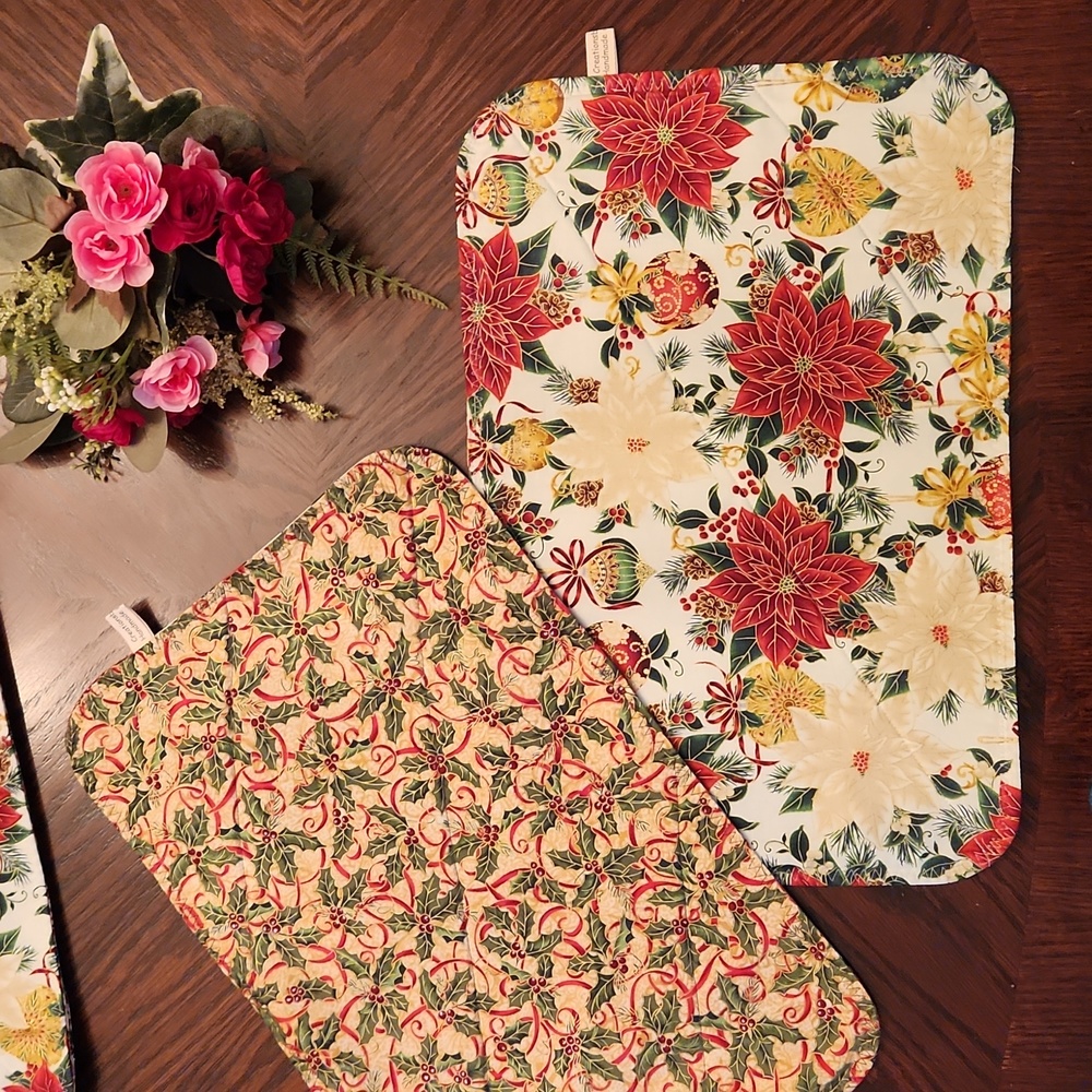 Handmade reversible Christmas themed placemats